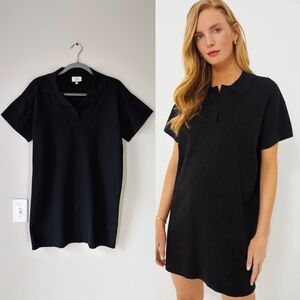 Tuckernuck Black Channing Polo Knit Mini Shift Dress